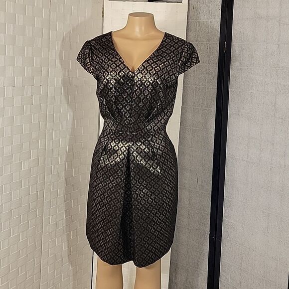 DANIEL CREMIEUX SLEEVELESS METALLIC EMBROIDERY EMBELLISHMENTS COCKTAIL DRESS - Picture 3 of 13